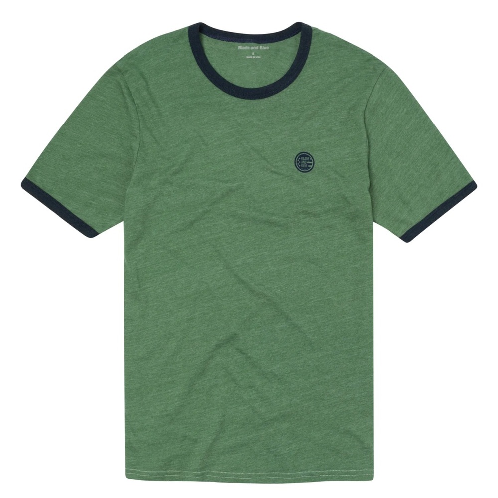 Blade+Blue tri blend ringer tee t-shirt large men green blade and blue